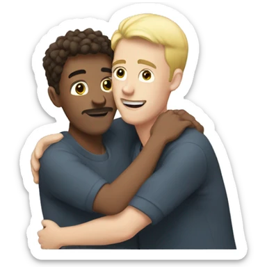 Two white males hugging each other sticker