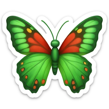 Green and red butterfly  sticker