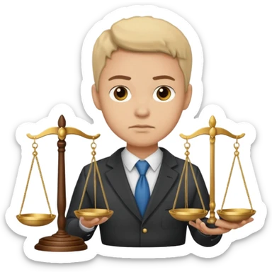 law student with scales of justice sticker