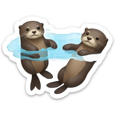 Otters floating sticker