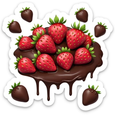 lots of strawberries in melted chocolate sticker