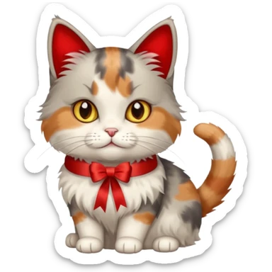 Dilute calico cat with ribbon sticker