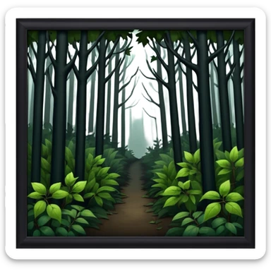 a dark, scary forest outside the fence sticker