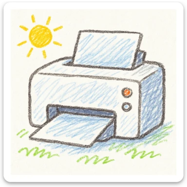 white printer, playful cartoon style sticker