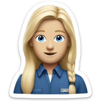 Nordic janitor with blonde hair blue eyes uniform designed by hugo boss sticker