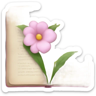 Realistic Open book with light pink flower inside sticker