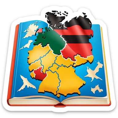 opened school textbook with a fragment of Germany sticker