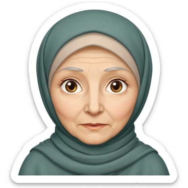 old woman with hijab neutral face white sticker