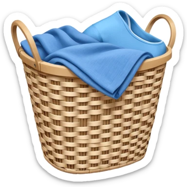white LAUNDRY BASKET WITH FOLDED blue CLOTHES sticker
