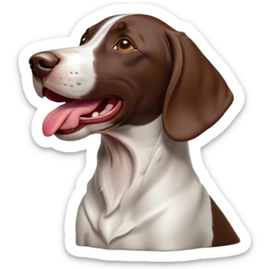 Cinematic Cute Yawning German Pointer Portrait Emoji, Head tilted slightly with a dramatic, wide-open yawn, revealing a sleek liver and white coat with a crisp finish, floppy ears slightly drooping, round brown eyes barely open in drowsy contentment, Simplified yet irresistibly adorable features, highly detailed, glowing with a soft, cozy glow, high shine, relaxed yet expressive, stylized with a touch of whimsy, bright and endearing, soft glowing outline, capturing the essence of a sleepy yet affectionate hunter, so drowsy it feels like it could stretch out of the screen and curl up for a nap! sticker