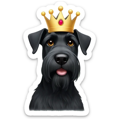 A black giant schnauzer with a crown on her head sticker