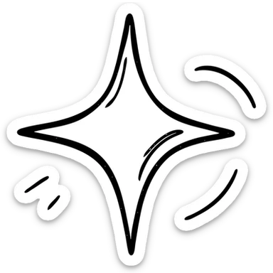 hand-drawn outlined icon of a small bright star in gold or silver suggesting perfection on a glossy black car surface, subtle reflections, clean and modern sticker