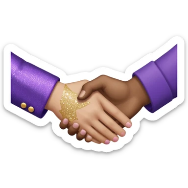 Glitter Purple and Cian handshake sticker