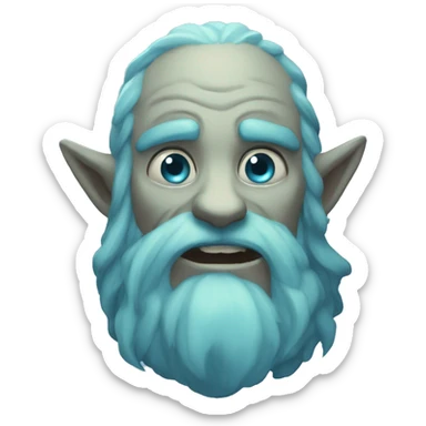 spectral giant blue firbolg with beard surprised sticker