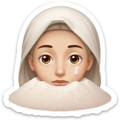 a face with big nostrils and a pile of salt infront  sticker