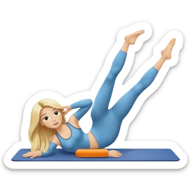 Blonde long hair lady doing Pilates sticker