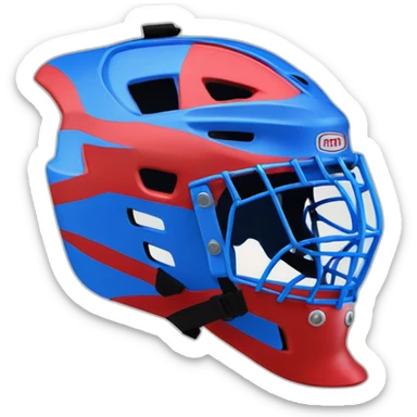 hockey goalkeeper's helmet painted blue and red side view sticker