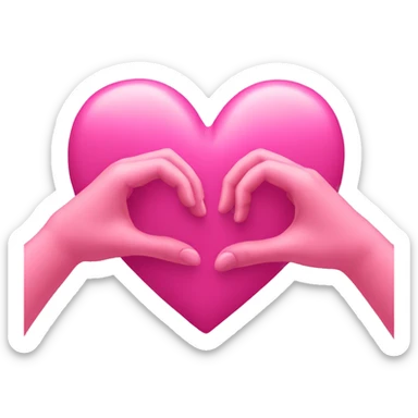 Pink hands making heart sticker