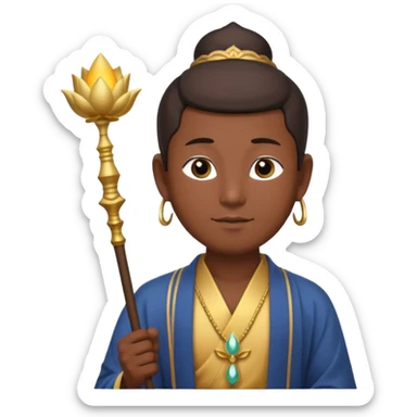asian man with lotus, scepter, buddhism, lotus sticker