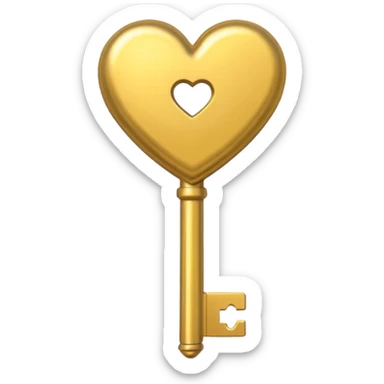 gold basic heart key sticker