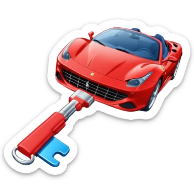red Ferrari key with a blue background sticker