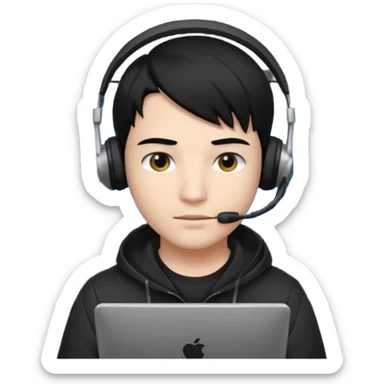 создай парня Айтишника хацкера волосы черные, темный айтишный аутентичный фон сзади sticker