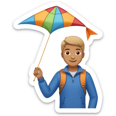 man with kite,Kite Flyers, big kite. sticker