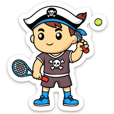 Pirate holding a tennis racket  sticker