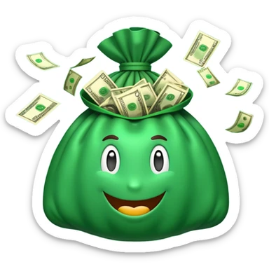 

3D emoji style, big bag of money, flying dollar bills, rich casino vibe, smooth lighting, high detail, clean edges, transparent background



 sticker