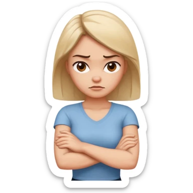 Woman with arms crossed in a mad way with an attitude turned to the side a little  sticker