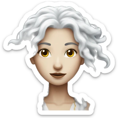 white hair Moon goddess sticker