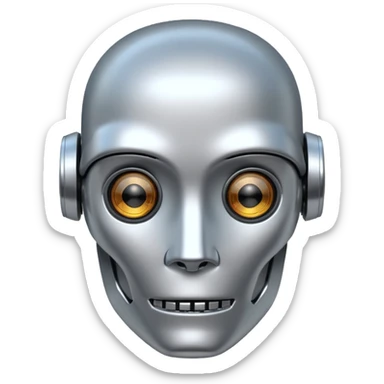 portrait photo frame with a robot head sticker