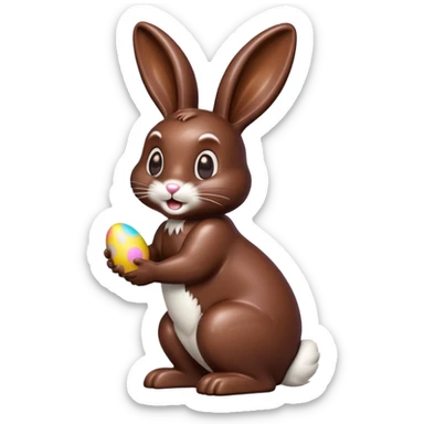 Chocolate Easter bunny with a bite taken out of its rear end sticker
