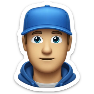 Mann mit Bart und blauer Cap und blauen Augen und hält ein bier sticker