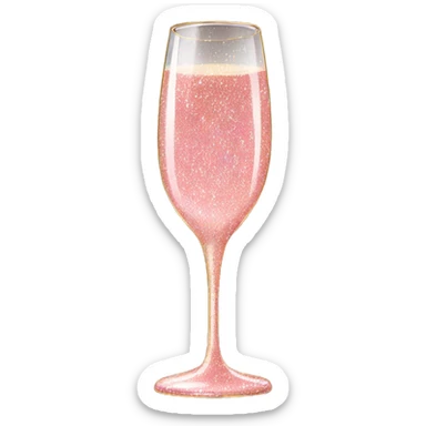 Rose pink champagne glass with glitter  sticker