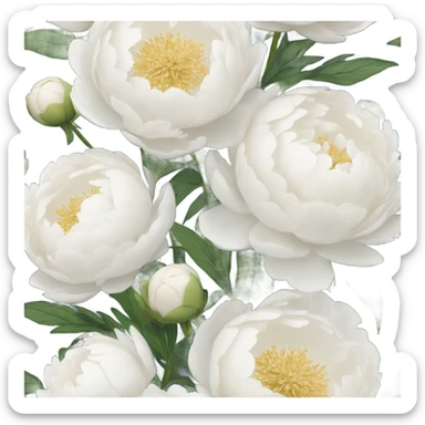 White peonies bouquet  sticker