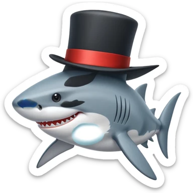 Shark with a top hat sticker