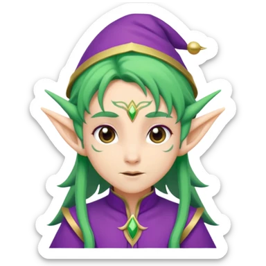 green hair elves, wearing purple  sticker