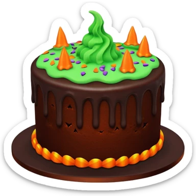 Chocolate Halloween cake with glowing green frosting  sticker