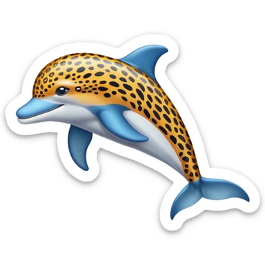 the dolphin emoji, but instead of blue skin it has leopard skin on the whole body (no blue anymore) and only one fin on the back like normal dolphins sticker