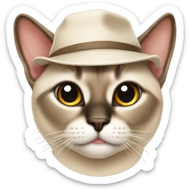 Chonky Siamese cat wearing hat sticker