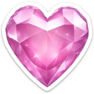 crystal heart with pink shimmer sticker
