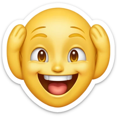 emoji with a huge forehead, laughing, exaggerated expression sticker