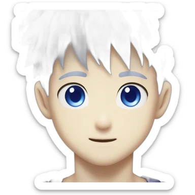 make me killua zoldick from hunter x hunter with blue eyes  do his skin more white sticker