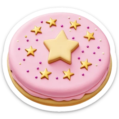 pink buttercream sugar cookie with gold star sprinkles  sticker