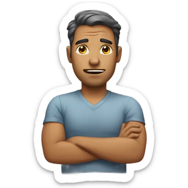 A man gives a problem sticker