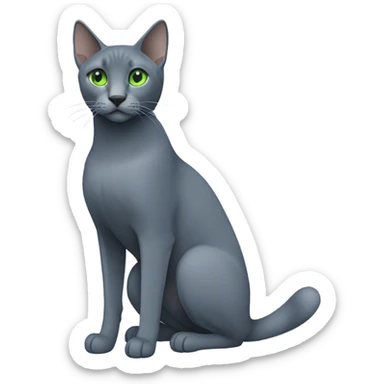 Russian blue with green eyes side profile full body seeing left side sticker