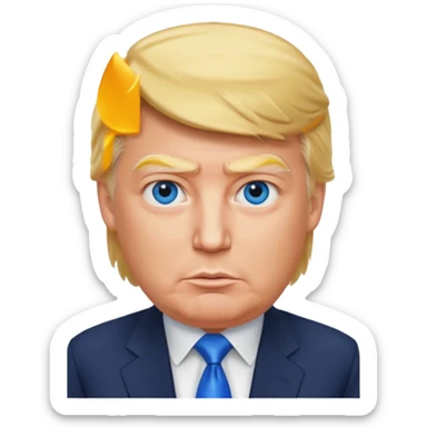 Donald Trump with blue eyes, blonde hair sticker