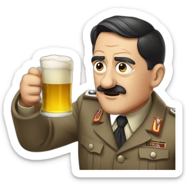 Hitler drinking beer sticker