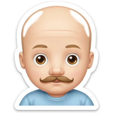 bal baby with mustached sticker